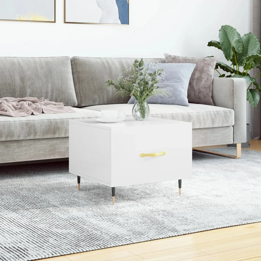 Tavolino Salotto Maison Exclusive Bianco Lucido 50x50x40 Legno Robusto