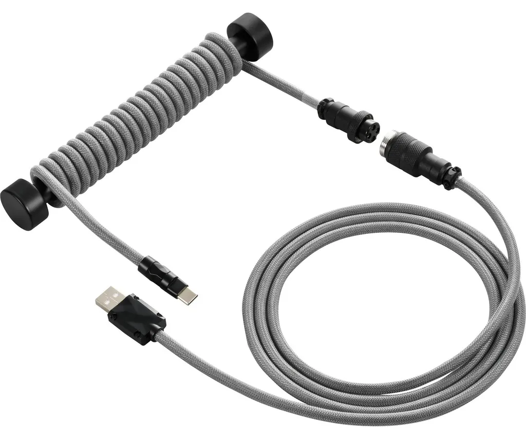 Câble USB Spiralé Sharkoon SKILLER SGK50 Gris - USB-C vers USB-A 1.85m