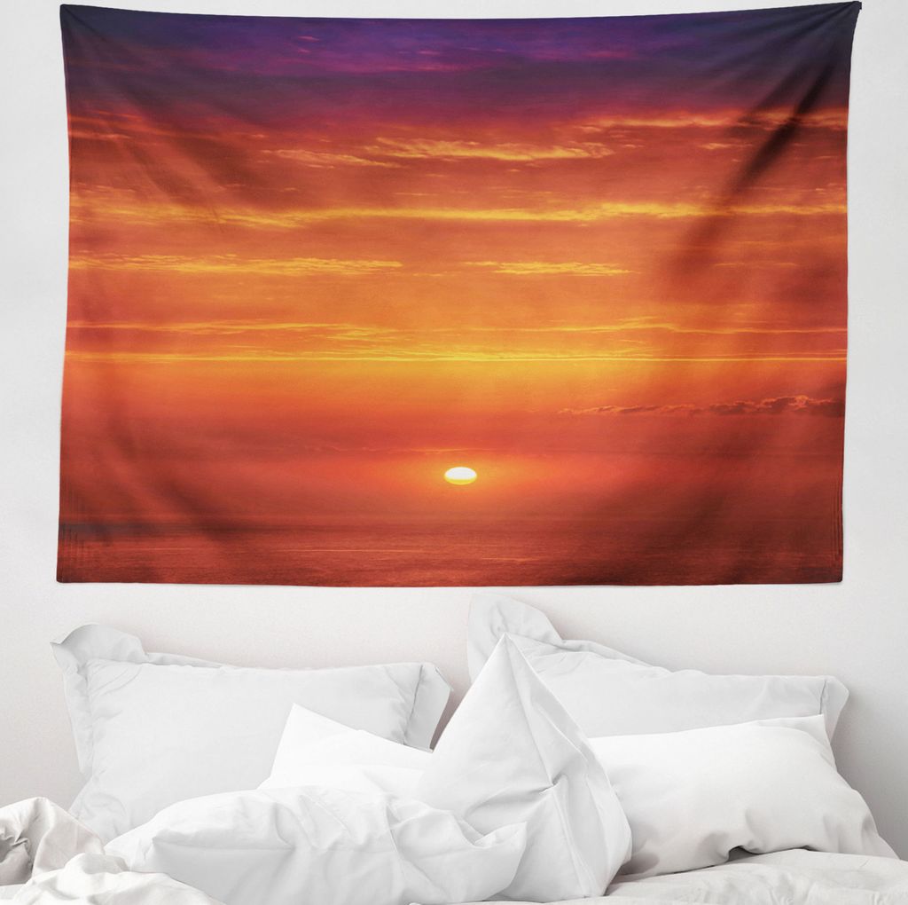 ABAKUHAUS Natürlich Wandteppich, Morgen-Sonnenaufgang Ozean aus Weiches Mikrofaser Stoff Waschbar ohne Verblassen Digitaldruck, 150 x 110 cm, Oran...