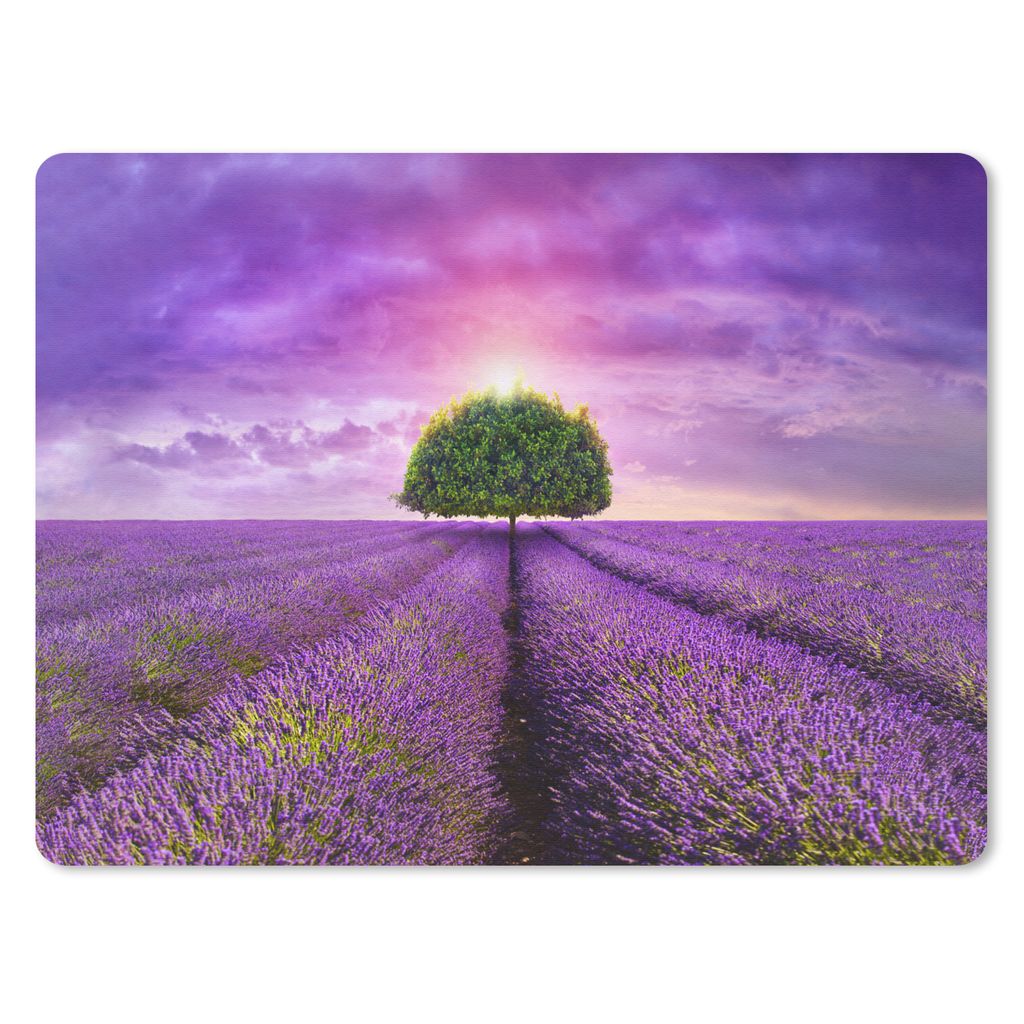 MuchoWow Mauspad Mousepad Lavendel - Baum - Lila - Wolken 40x30 cm - Mousepads - Maus Mat - Pad - Mausunterlage - Anti Rutsch