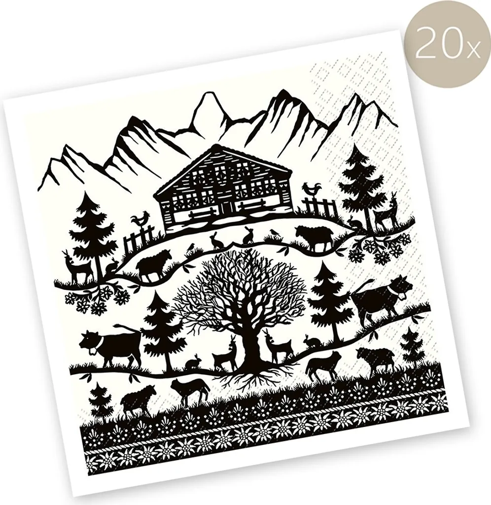 Serviettes en papier STEWO 2572536170 Wilma noir 33x33 cm pour table