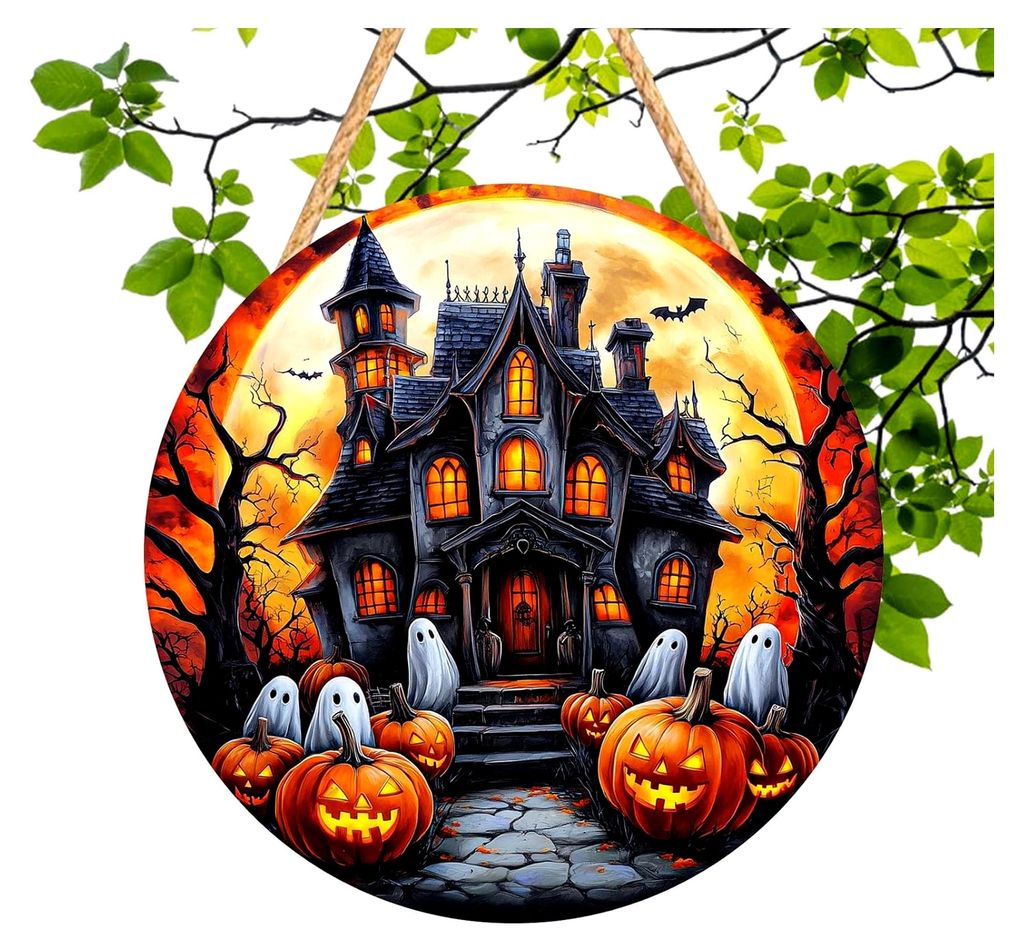 Fröhliches Halloween Türschild | Zweidimensionales Halloween Holzschild - Piraten Kapitän Spukhaus Kürbis Weißer Geist Deko Für Garten Wand R...