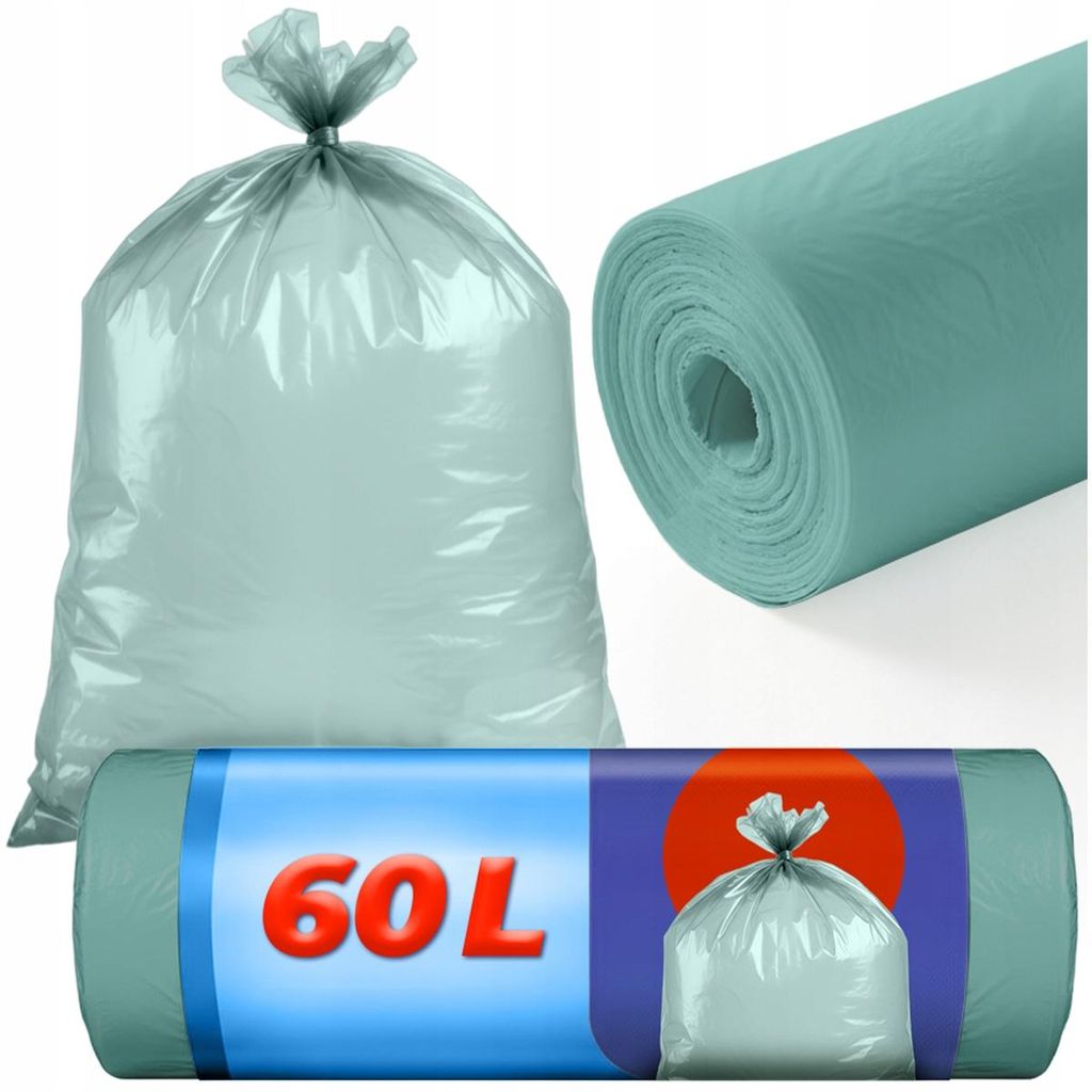 Müllbeutel 60 L, 100 Stück, Blau, Klassisch, Robust, 10 Rollen