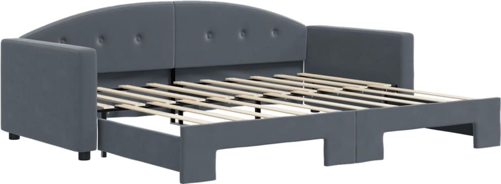 vidaXL Tagesbett Ausziehbar Dunkelgrau 90x190 cm Samt