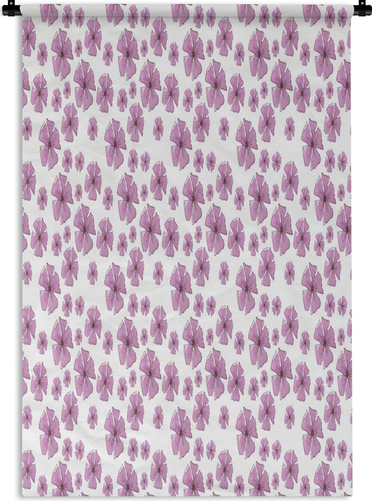 MuchoWow Wandteppich Wandbehang Blumen - Lila - Collage 60x90 cm Tapisserie Dekoration Wandtuch - Foto-Teppich - Abwaschbar