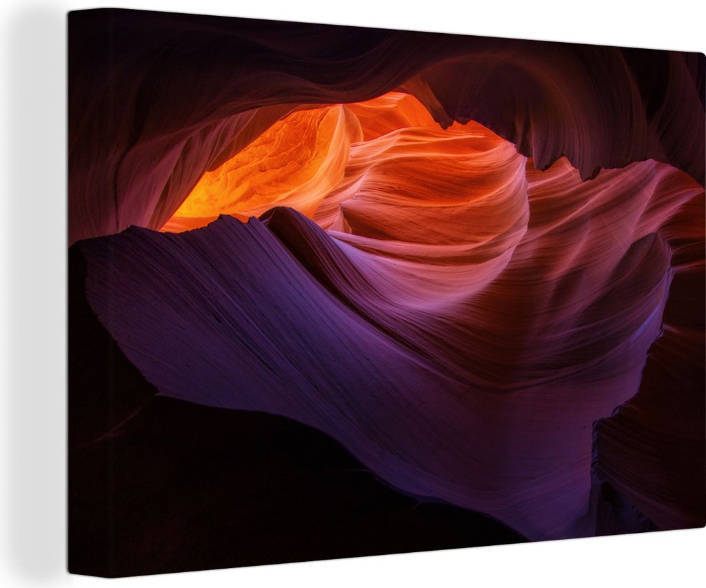 OneMillionCanvasses - Leinwandbilder - 140x90 cm, Gewellte Felsen des Antelope Canyon in den USA, Wandbilder Kunstdruck Wanddekoration - Foto auf...