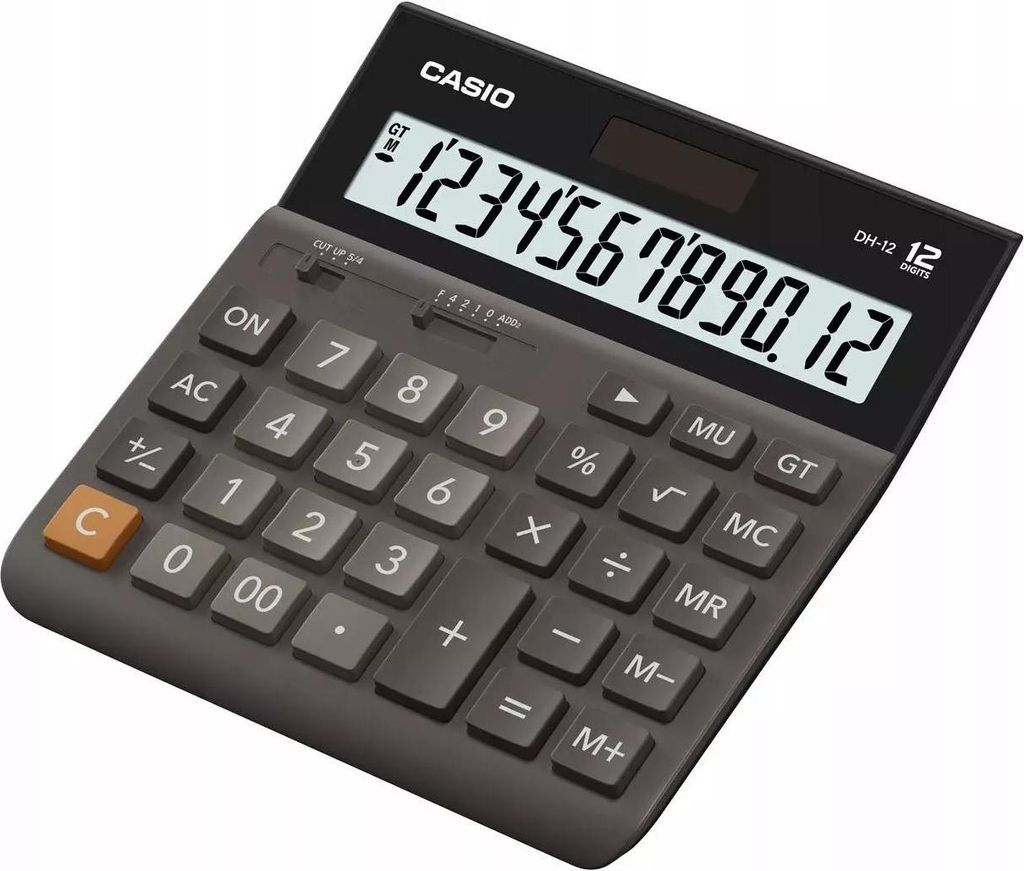 Casio DH-12BK 12-stelliger Tischrechner mit Rundung und Gesamtsumme