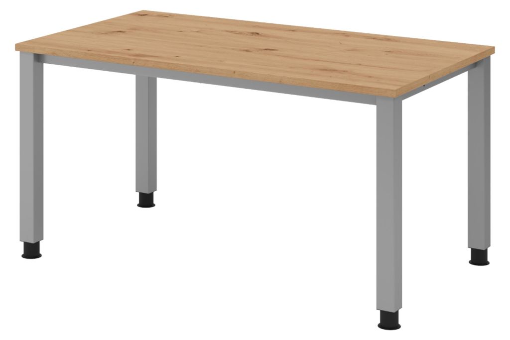 bümö Schreibtisch Serie-Q - Gestell: Silber, Nachbildung: Asteiche, Größe: 140 x 80 cm