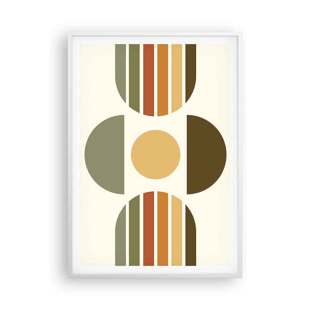 Gerahmtes Poster - Weißer Rahmen - Modern gemustert minimalistisch - 70x100 cm - Wand Bild - Wanddeko - Wandbilder - Kunstposter - Wandposter - Bi...