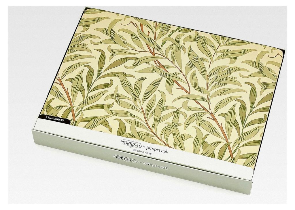 Tischset im amerikanischen Stil, 6er-Set, Weidenzweig-Design, Farbe: Grün