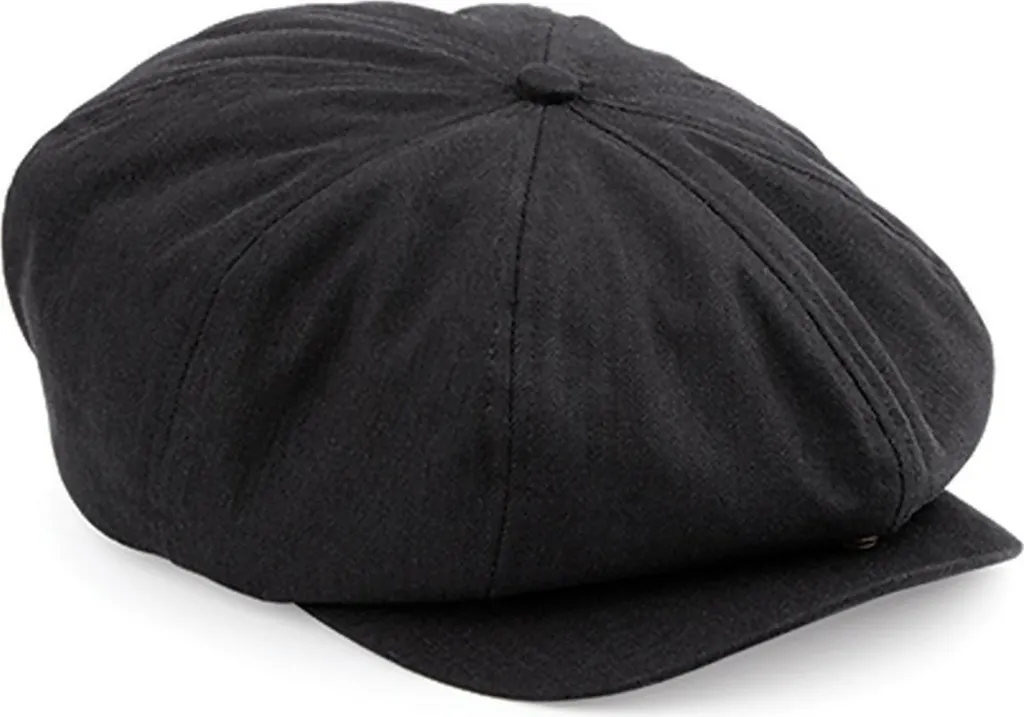 Beechfield B624 | Cappello / Berretto / Cappello Newsboy Gatsby - Colore: Nero - Taglia: S/M