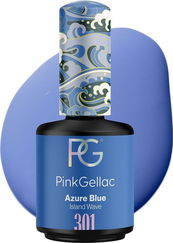 Pink Gellac - Shellac - Island Wave - Cremiges Finish - 301 Azure Blue - 15 ml