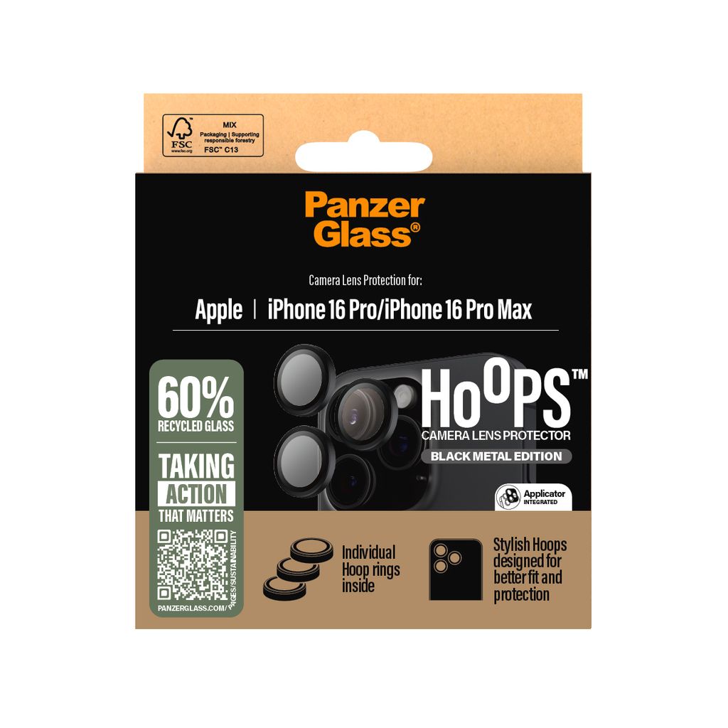 PanzerGlass ® Hoops® Kameraschutz Schwarz iPhone 16 Pro | Produktbild 