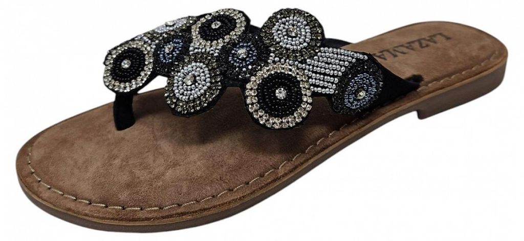 Lazamani Damen Zehentrenner in Schwarz, Größe 36