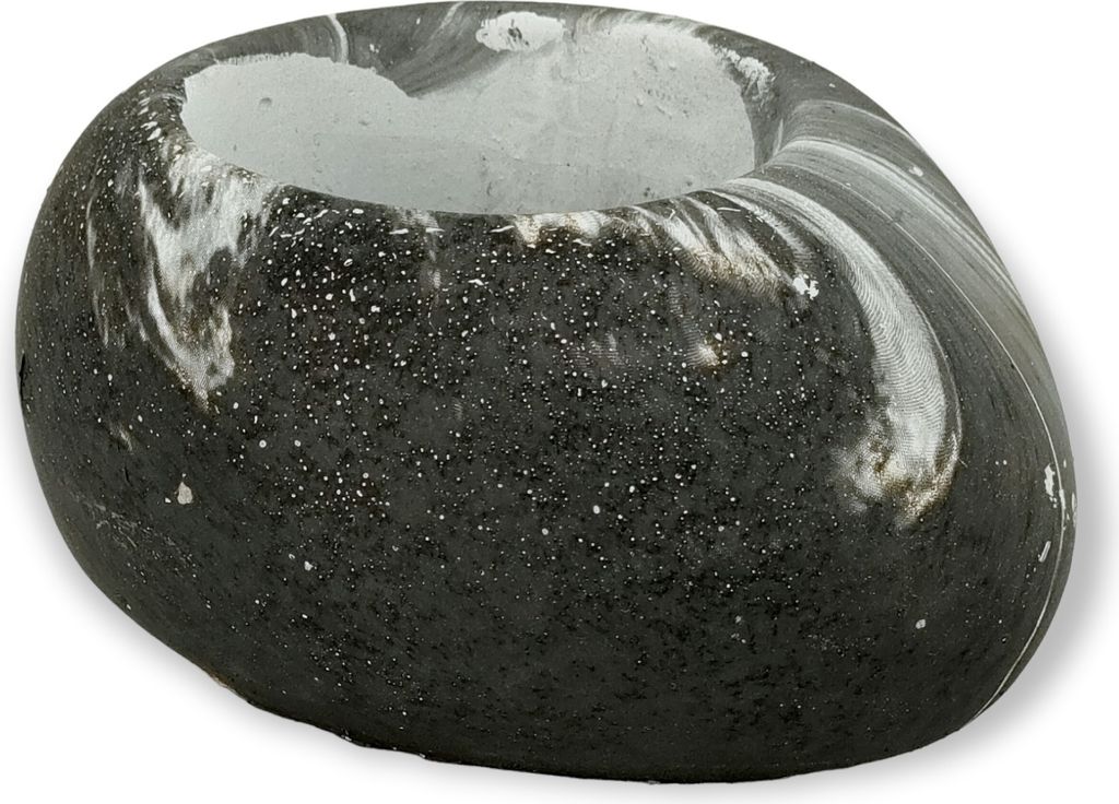 Beton Kerzenhalter schwarz-grau 10 x 13cm in Stein-Optik Teelicht-Halter Windlicht Tisch-Deko