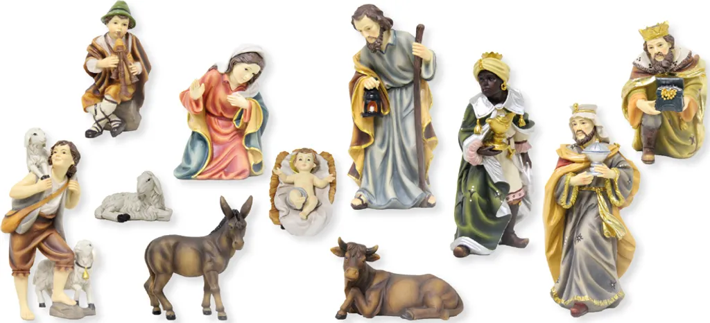 Set 11 Statuine Presepe Mathias FADEDA 13cm - Dipinte a Mano per Natale