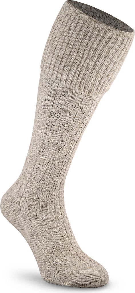 Luftige Kniestrümpfe aus Baumwolle mit Flechtmuster für Trachtenkostüme 44-45 Natur A1052n