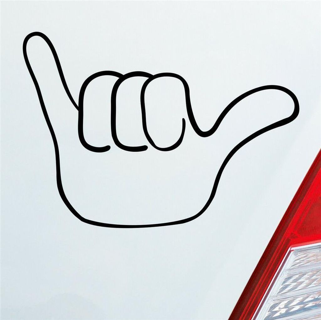 Auto Aufkleber Hang Loose Hand Surfer Shaka Beach Surfing 10x14 cm Schwarz Matt Sticker Heckscheibenaufkleber