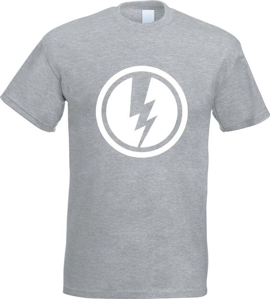 Kiwistar - T-Shirt - Graumeliert - Blitz - Strom Motiv 1 Motiv Bedruckt Funshirt Design Print - mit Motiv Bedruckt - Funshirt Design - Sport - Frei...