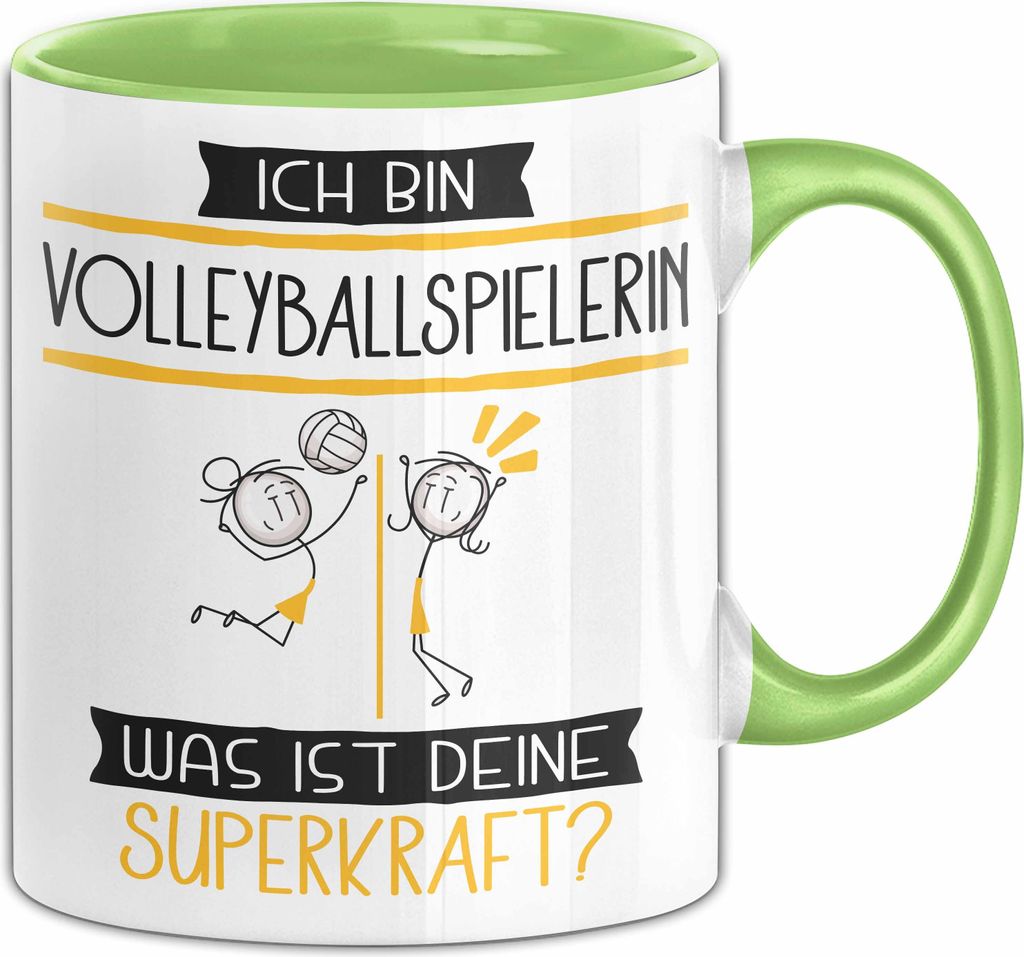 Volleyballspielerin Geschenk Tasse Ich Bin Volleyballspielerin Was Ist Deine Superkraft Geschenkidee Lustig Geburtstag Weihnachten (Grün)