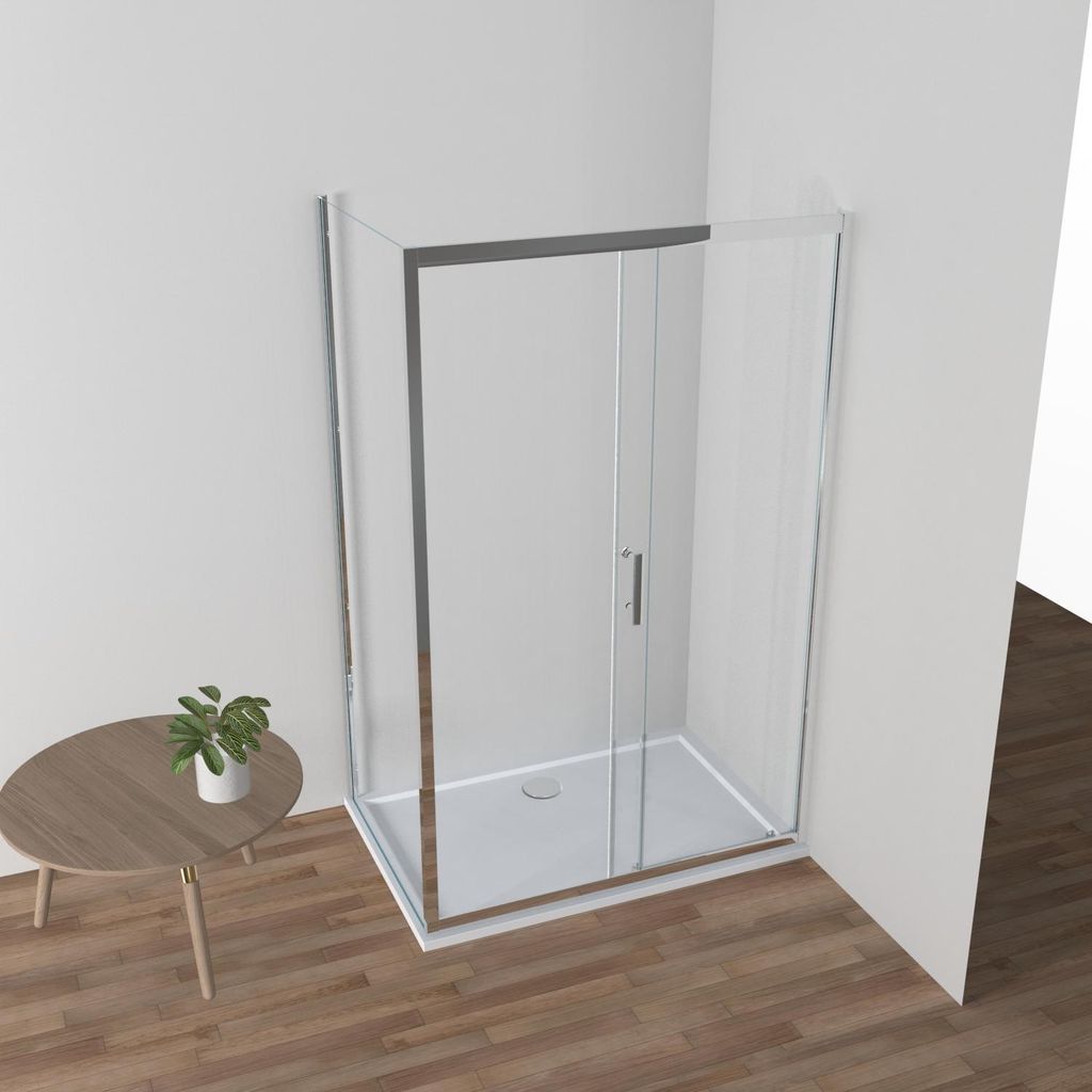 LEMMO Nischentür Schiebetür mit Rahmen ESG Glastür 700-1000mm X 1000-1400mm Höhe 185cm