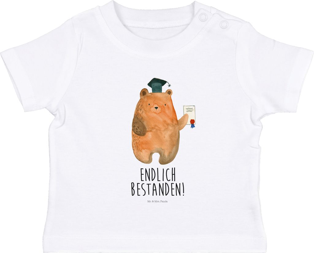 Mr. & Mrs. Panda T-Shirt Bär Prüfung 0. - 6. Monat - Weiß - Geschenk, Abschlusszeugnis, Babyshirt, Abitur, Abschluss, Zeugnis, Bestanden, Prüfu...