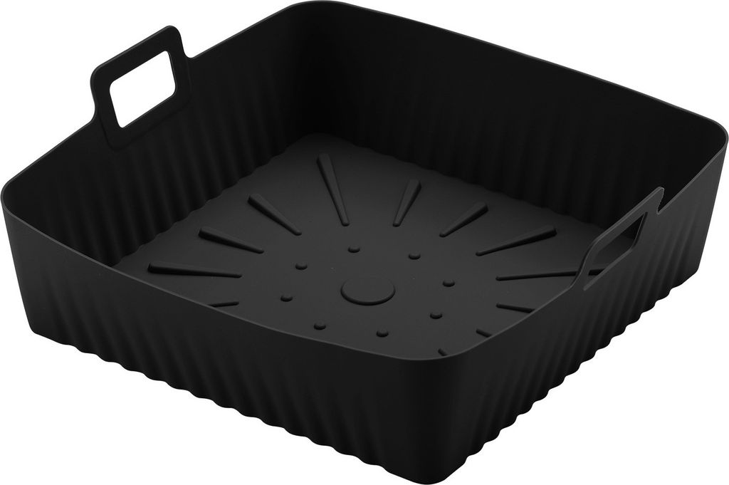 INF Quadratische Airfryer-Backmatte mit Antihaft-Silikon Schwarz