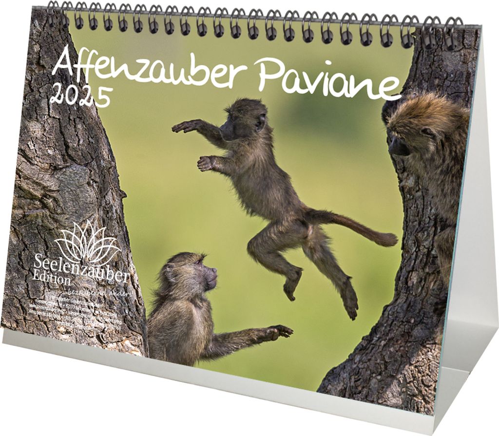 Pavianzauber DIN A5 Tischkalender für 2025 Affen - Seelenzauber