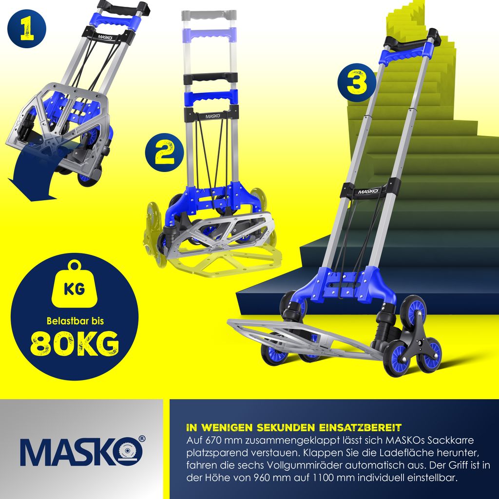 MASKO® Stufen-Sackkarre Treppenkarre Klappbar 80 kg Produktbild 6