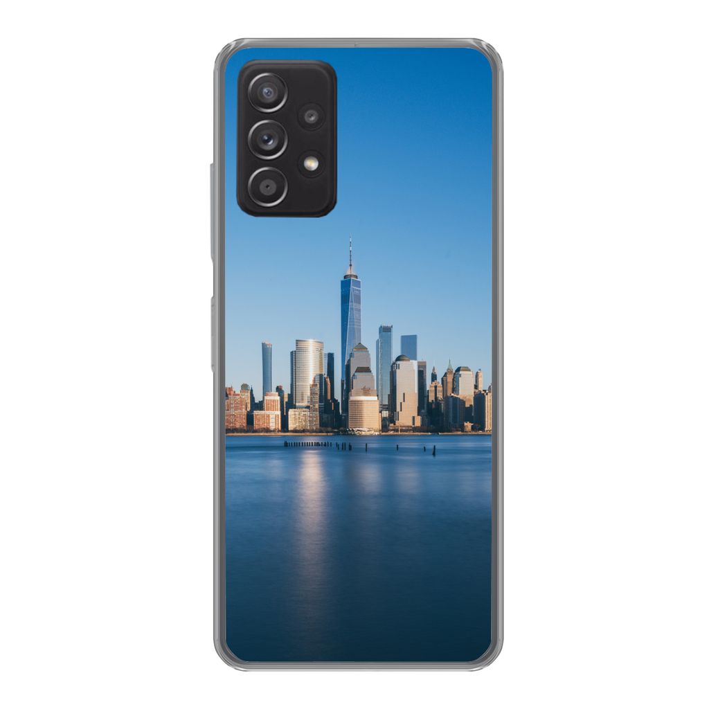 MuchoWow Handyhülle Schutzhülle Hülle für Samsung Galaxy A53 5G New York - Skyline - Blau Silikon Softcase Handy Hülle - Schutzabdeckung