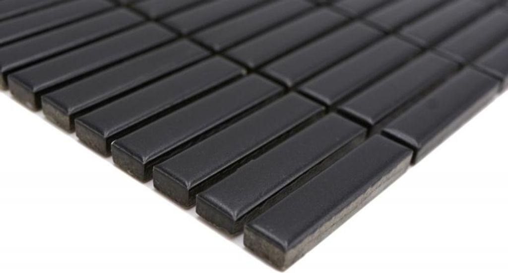 Handmuster Keramik Mosaik Stäbchen Retro Vintage 50er 60er Jahre Riemchen schwarz matt MOS24-BM8_m
