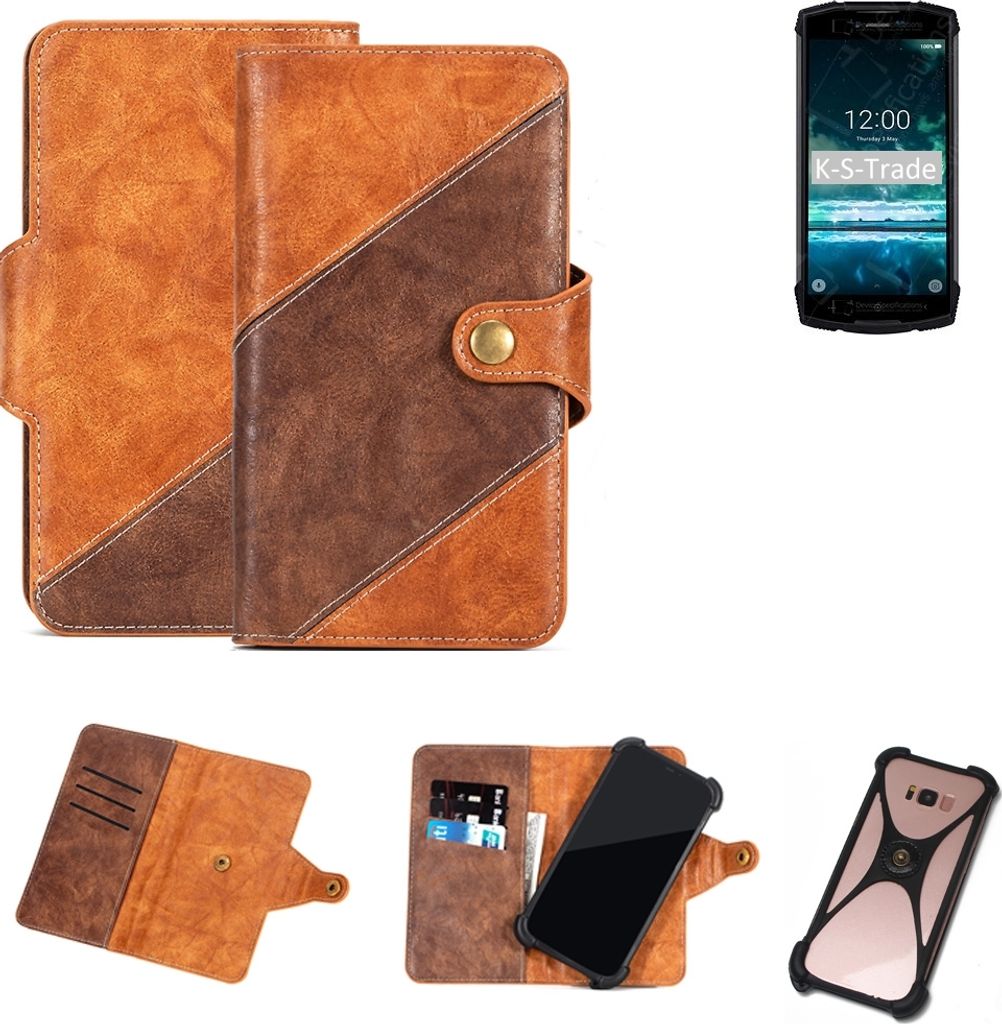 K-S-Trade Handy-Hülle Schutz-Hülle Bookstyle Case Wallet-Case kompatibel mit Doogee S55 Handy Cover Bumper Kantenschutz Smartphone dunkelbraun braun