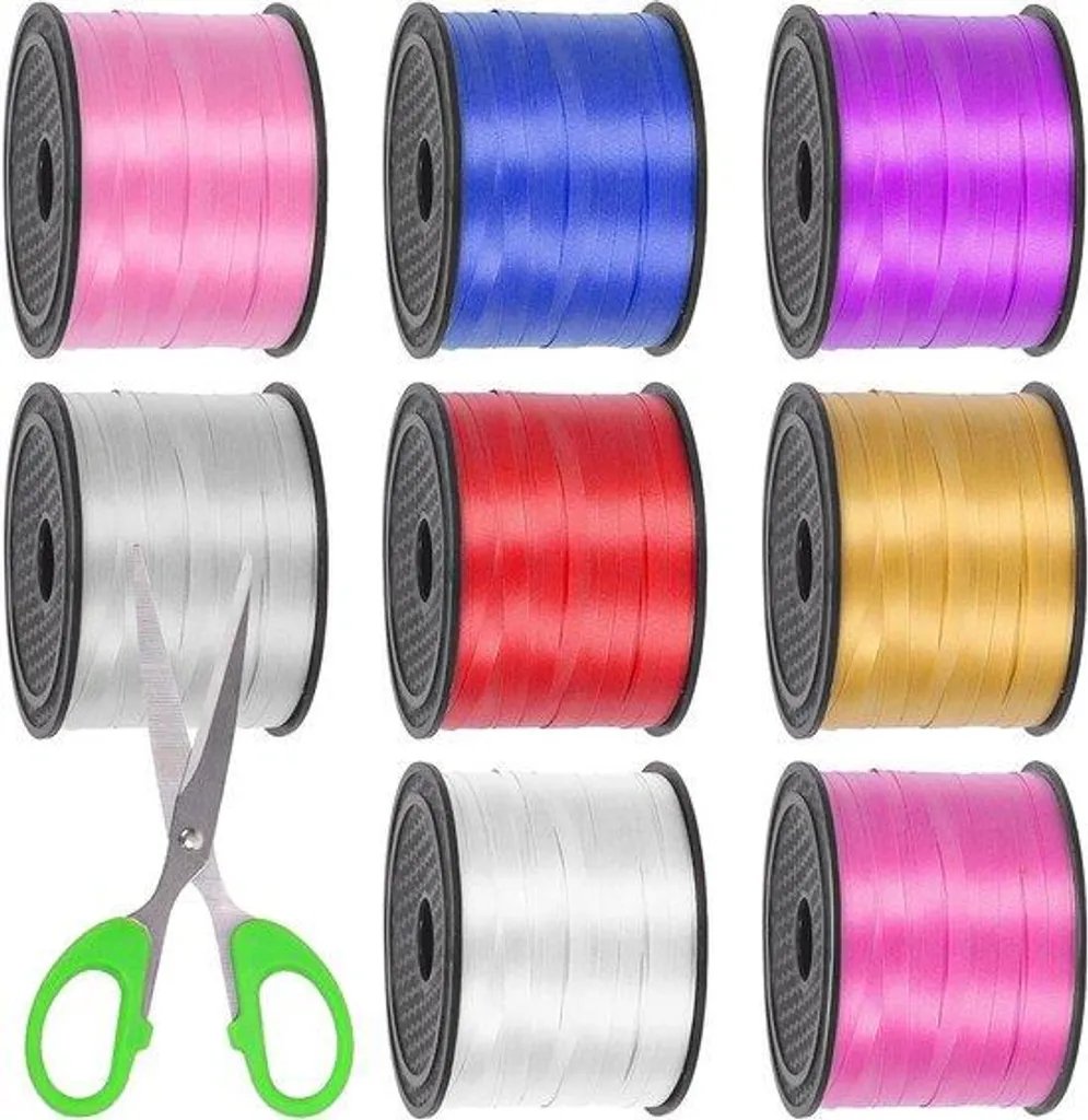 Lot de 8 rubans tressés 800m au total coloris vifs pour vos ballons