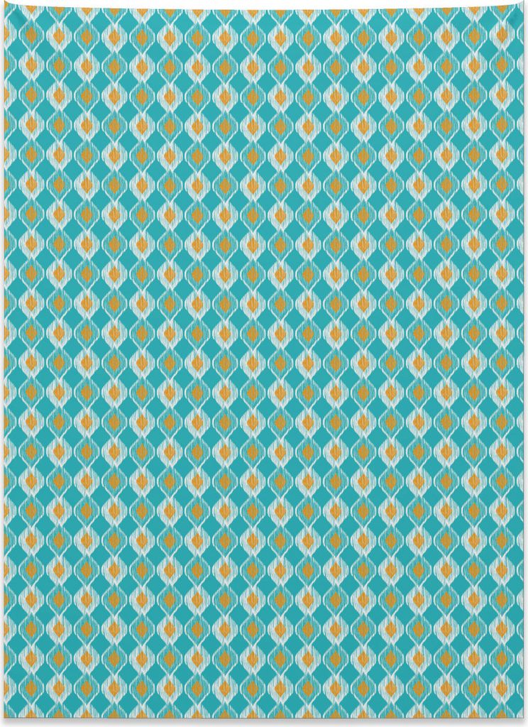 Abakuhaus Ikat Wandteppich, Afrikanische Formen und Linien aus Weiches Mikrofaser Stoff Kein Verblassen Klare Farben Waschbar, 110 x 150 cm, Türki...