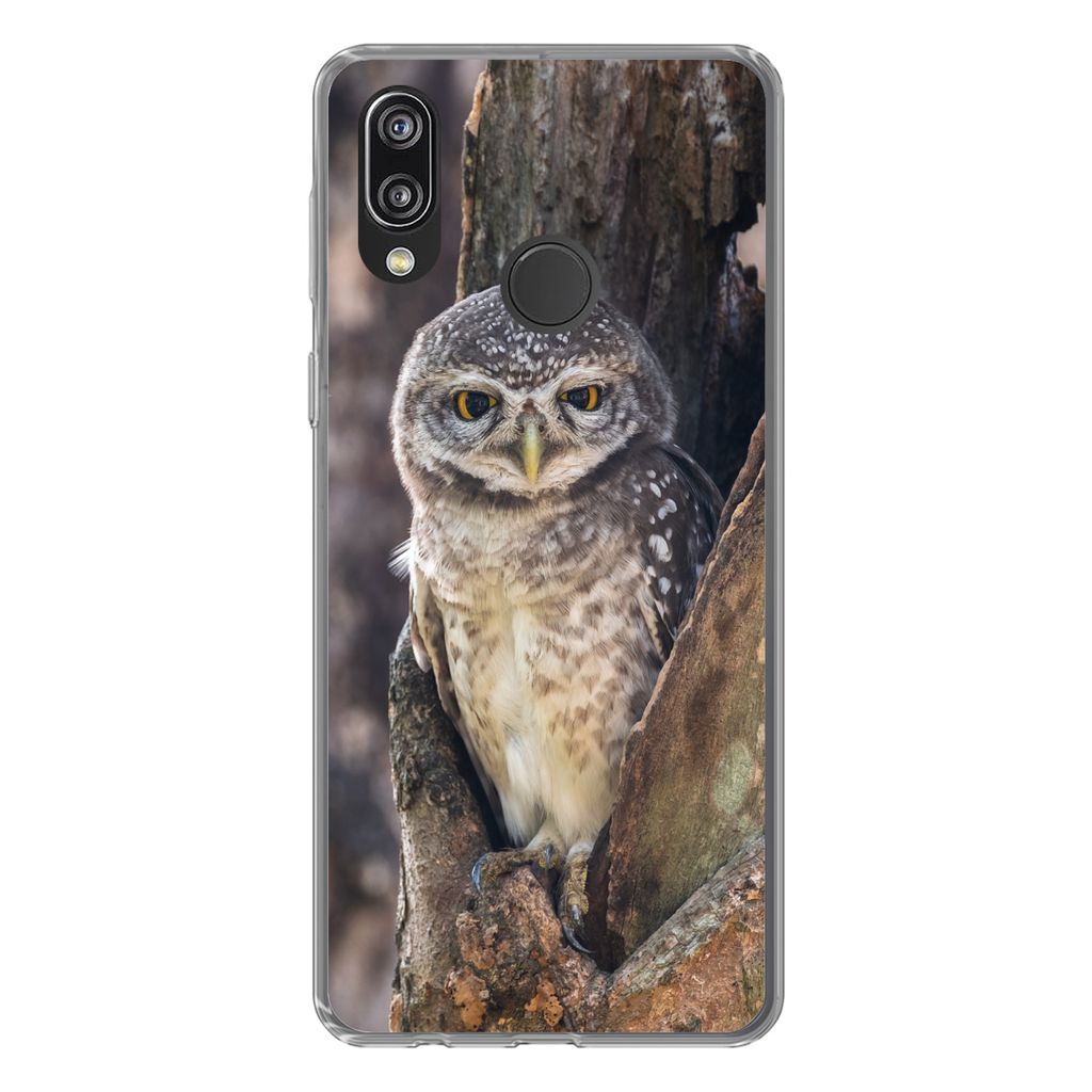 MuchoWow Handyhülle Schutzhülle Hülle für Huawei P20 Lite (2020) Eule - Baum - Wald Silikon Softcase Handy Hülle - Kartenhalter