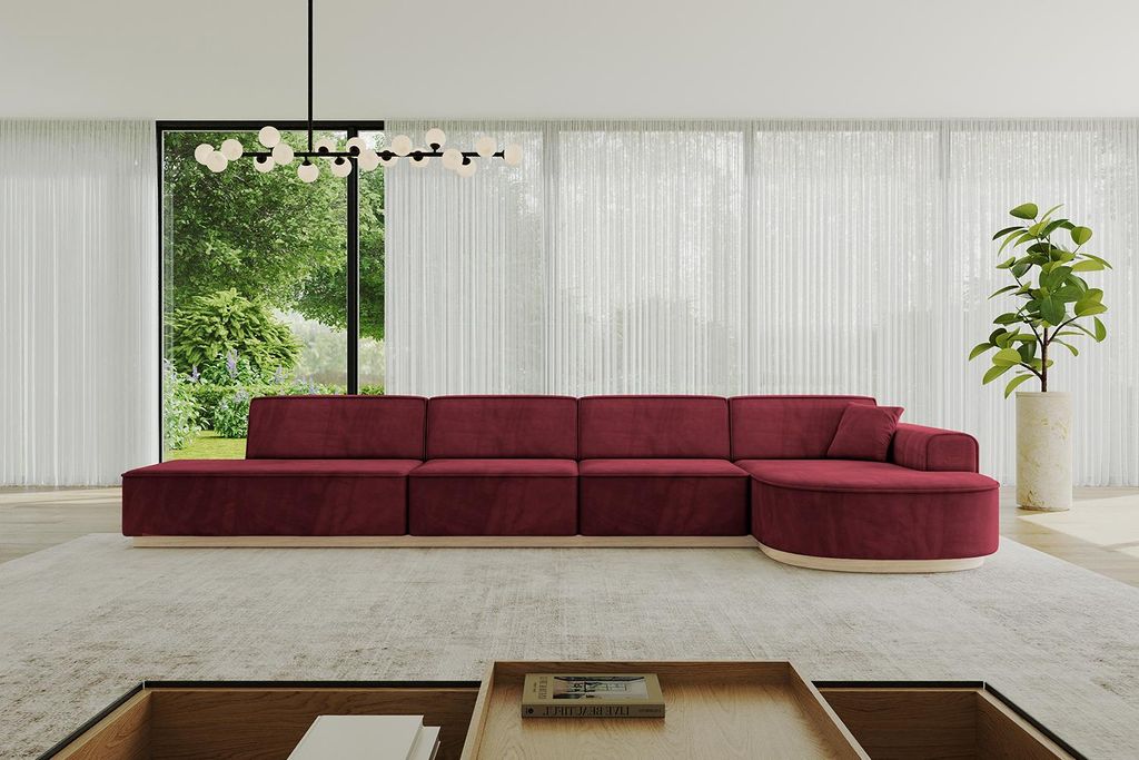 ALTDECOR Ecksofa in L-Form ARRIO-L3 - 413x171x83 cm Bordeauxrot - Corner Sofa Bett Eckcouch Couch Wohnlandschaft Cauchsofa