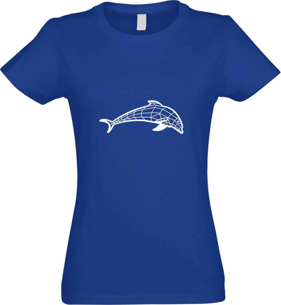 Kiwistar - T-Shirt tailliert - Damen - royal - Polygon Delfin Figur Tier Art - mit Motiv Bedruckt - Funshirt Design - Sport - Freizeit - Damen - M