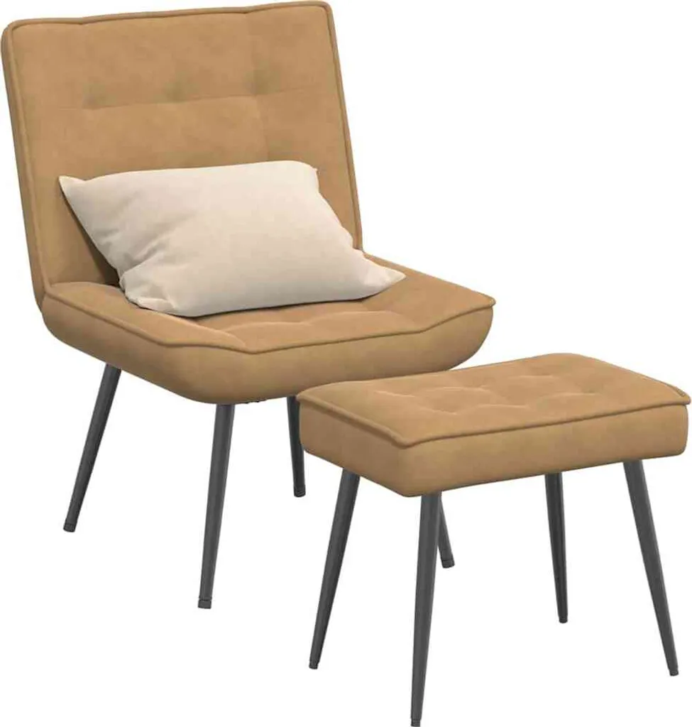 SYFAX™ Poltrona Relax con Poggiapiedi Marrone in Velluto