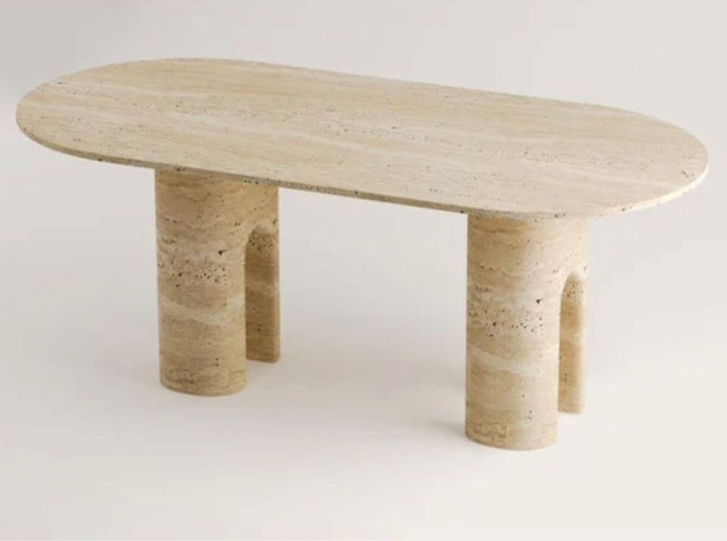 Casa Padrino Luxus Esstisch Beige 190 cm - Ovaler Travertin Esszimmertisch