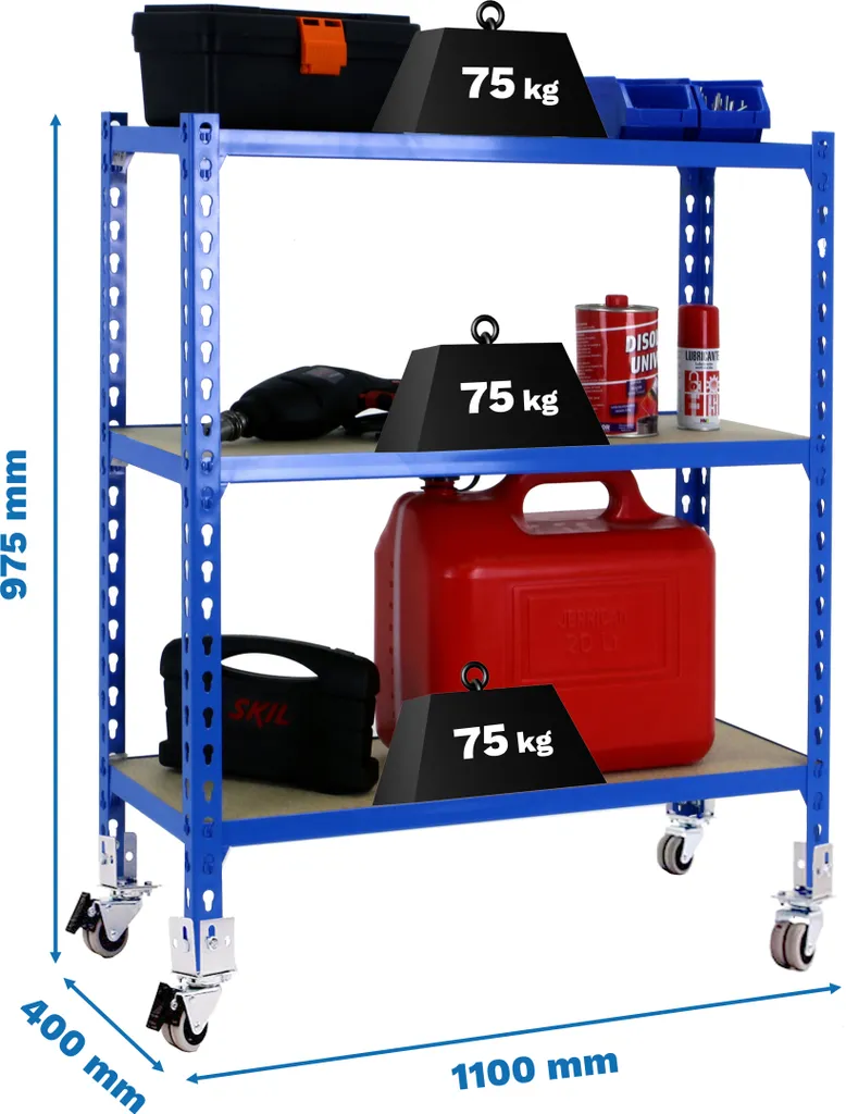 Maderclick Mobile Superplus 3/400 900 Blau/Mad Étagère Métallique Bleue
