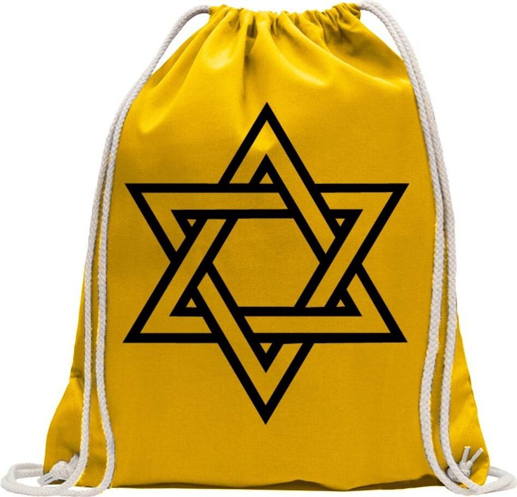 Kiwistar - Turnbeutel - gelb - Davidstern Judentum - Fun Rucksack Sport Beutel Gymsack Baumwolle mit Ziehgurt