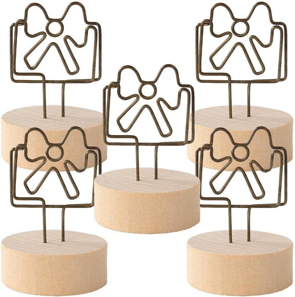 Fotohalter aus Holz – Holzsockel + praktischer Metallclip für den Schreibtisch