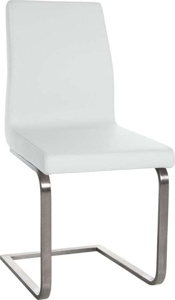 Esszimmerstuhl aus Kunstleder – Kunststoffstuhl – ergonomischer Komfort – Kufengestell aus Edelstahl | Farbe: Weiß