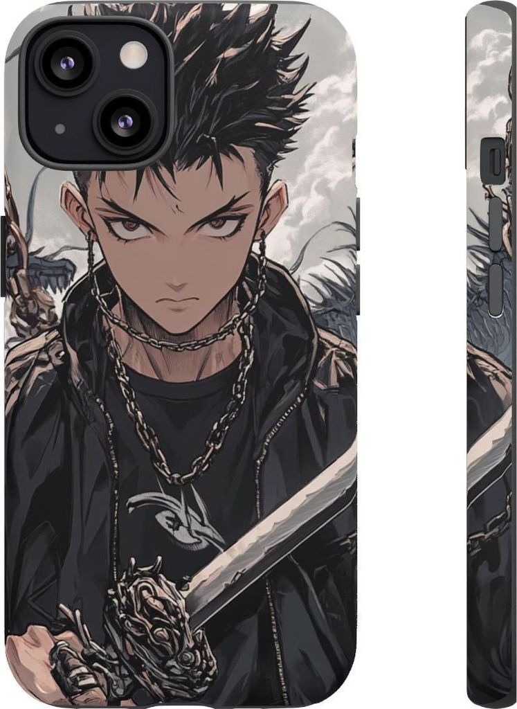 Anime-Krieger mit Ketten und Drache – Hülle Kompatibel mit iPhone 13