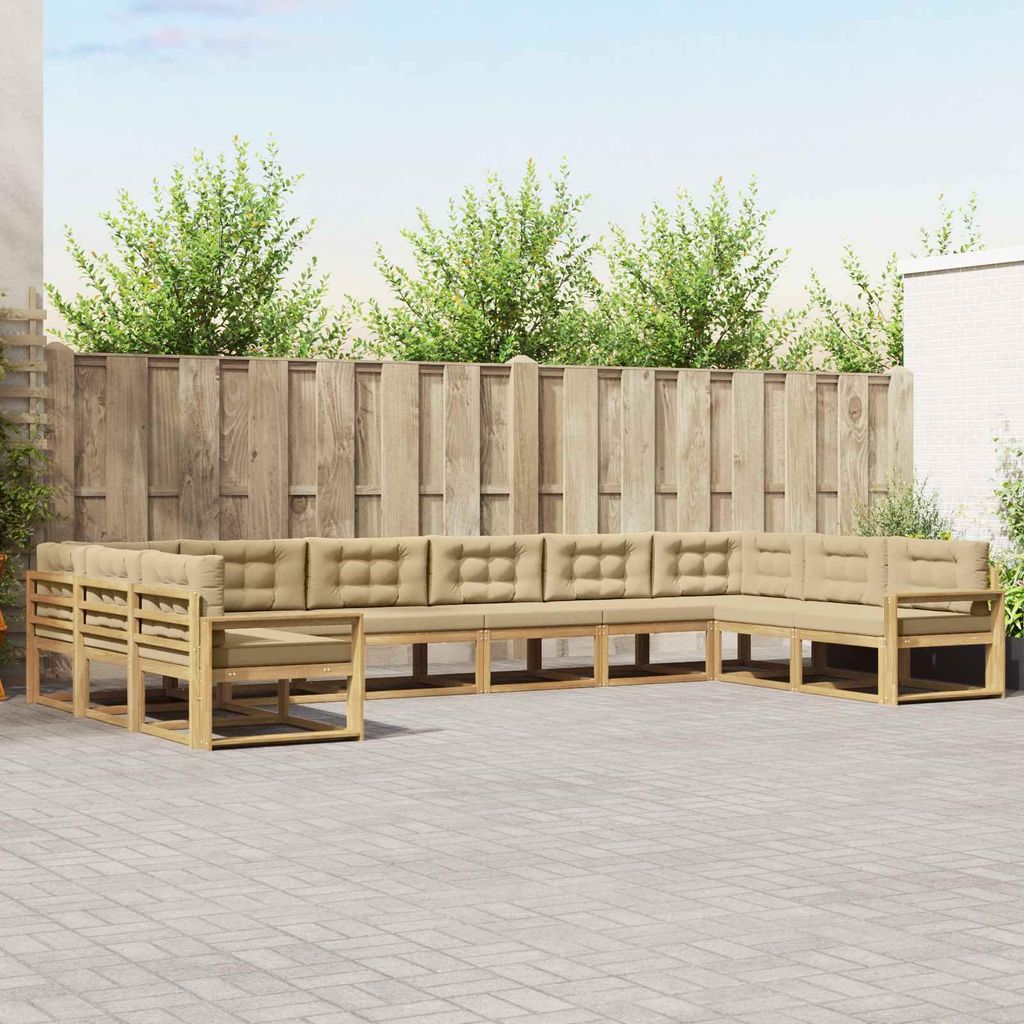 Möbel Outdoor-Sofagarnitur mit Kissen 10 pcs Weiß und BeigeGartensofas - Gartensofas c2937