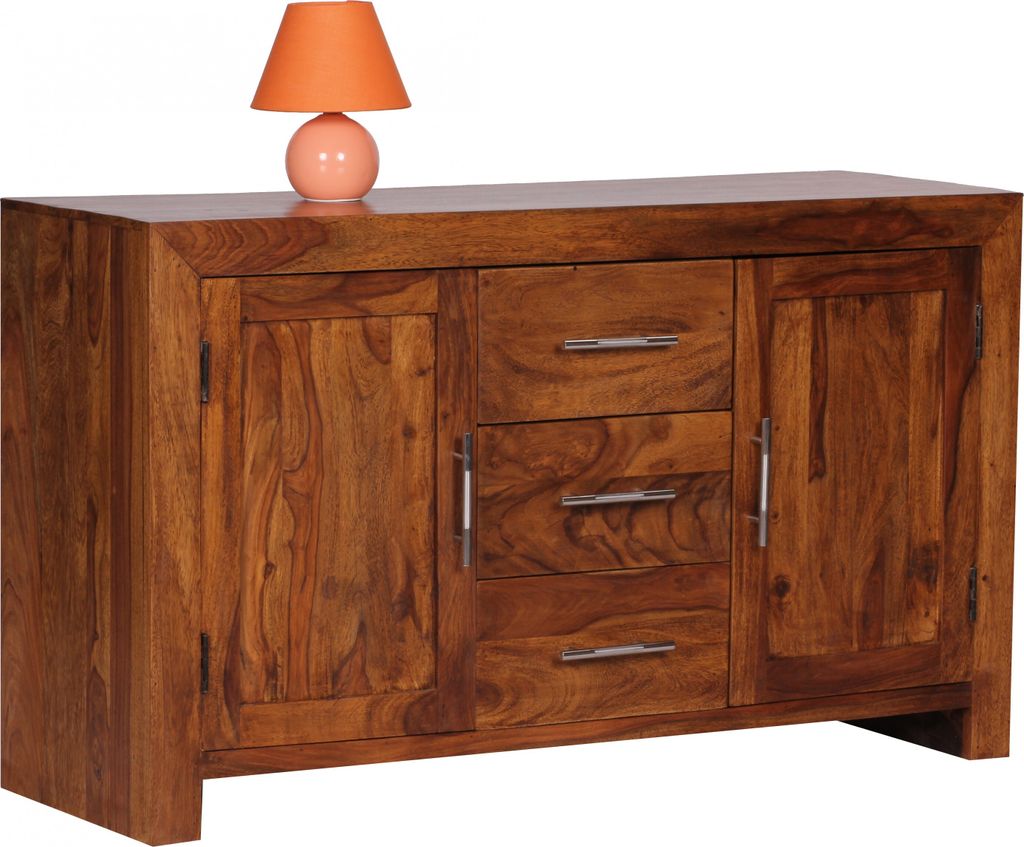 WOHNLING Sideboard Massivholz Sheesham Kommode 118 cm 3 Produktbild 