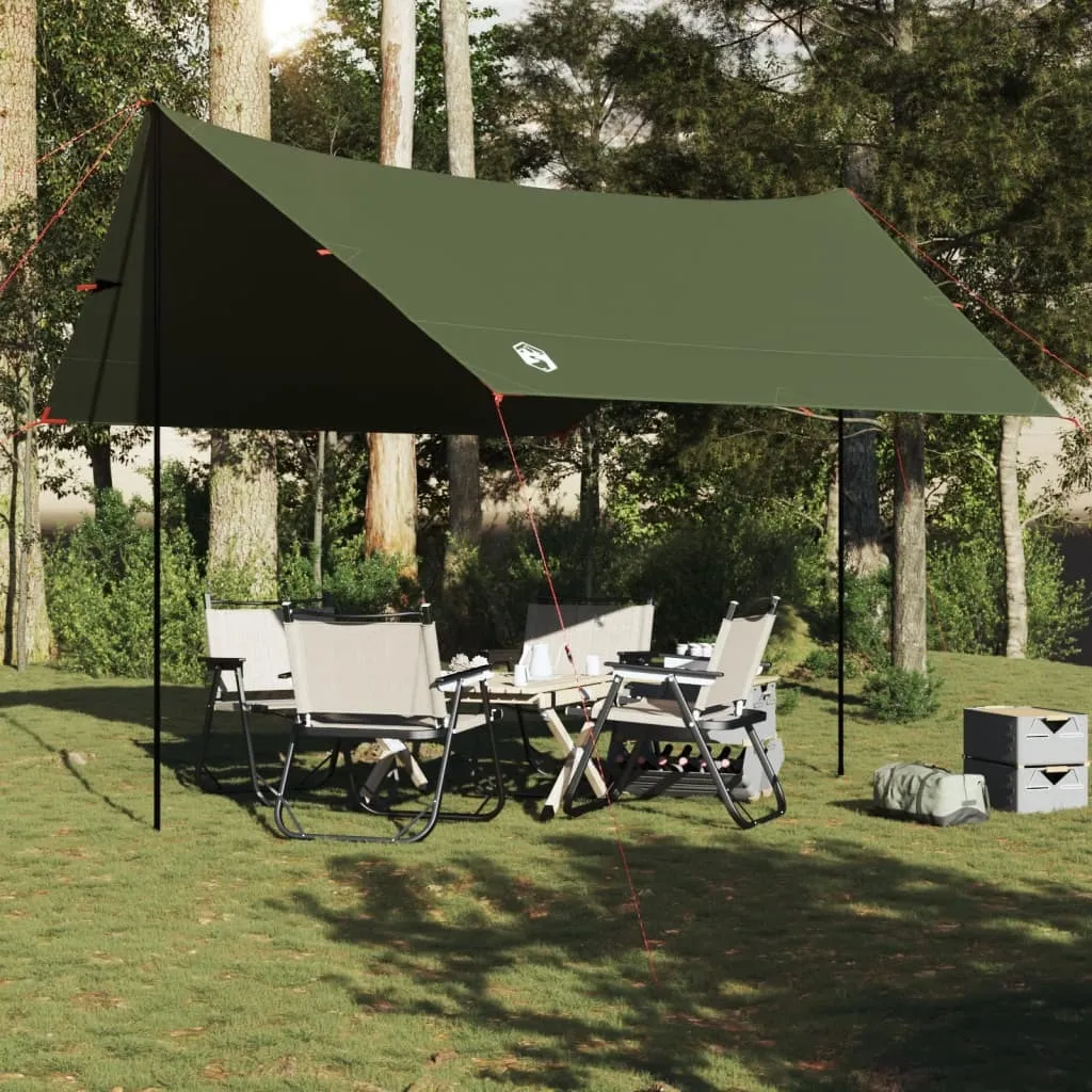 Abri de Camping pour Bivouac Vert Olive - Tarp 462x306 cm Imperméable