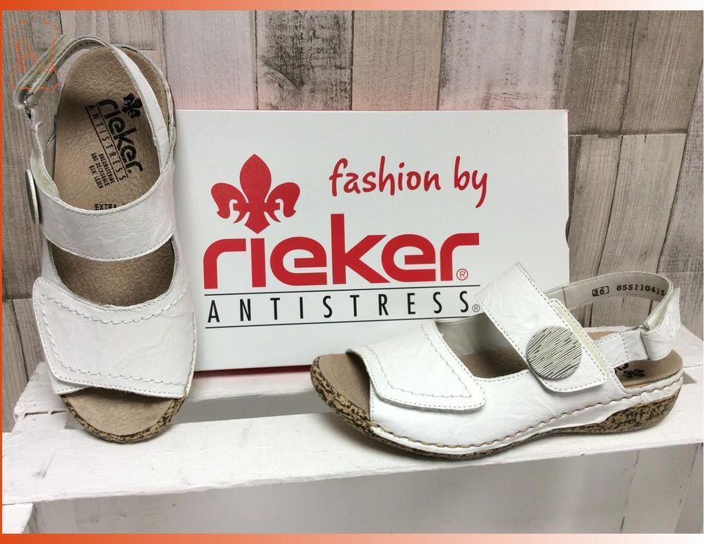 Rieker Sandale - Weiss Glattleder Größe: 38 Normal