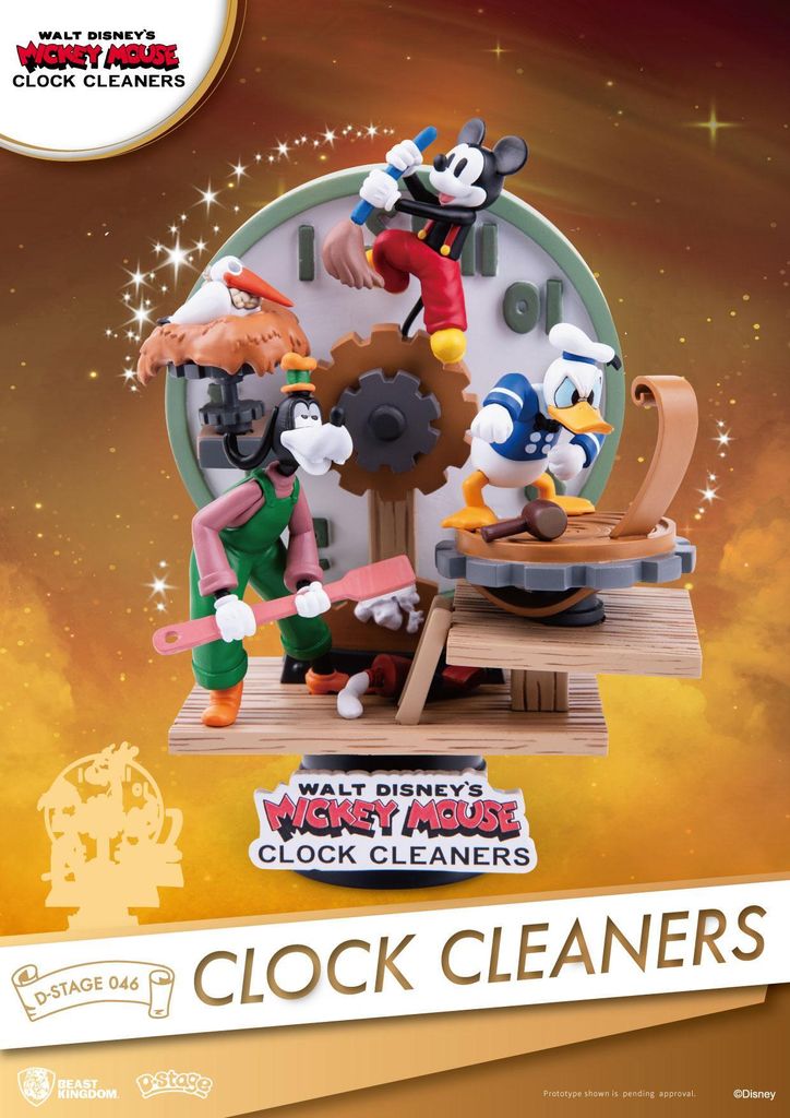 Beast Kingdom Toys Mickey Mouse Clock Cleaners D-Stage PVC Diorama Statue 15 cm BKDD-STAGE-046
