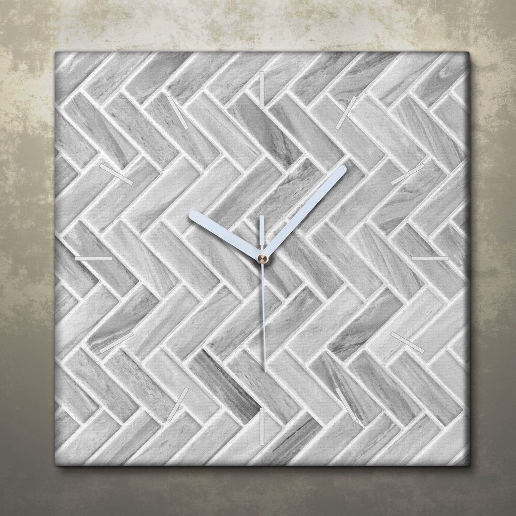 Wohnzimmer Leinwand Uhr Geräuschlos Küche 30x30 Geometrisch, Abstrakt, Textur, weiße Zeiger